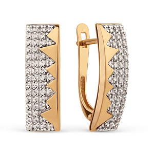 Серьги из красного золота с фианитами