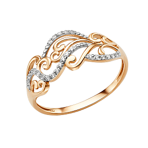 Кольцо из красного золота с фианитами