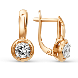 Серьги из красного золота с фианитами