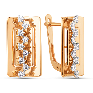 Серьги из красного золота с фианитами