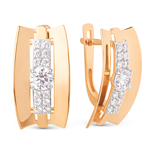 Серьги из красного золота с фианитами