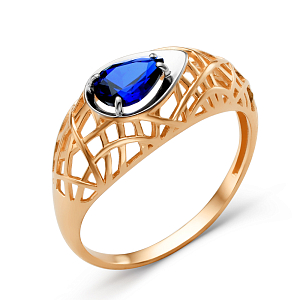 Кольцо из красного золота с корундом