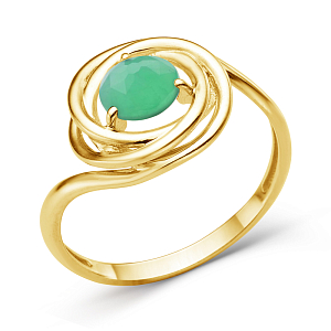 Кольцо из желтого золота с ониксом зеленым