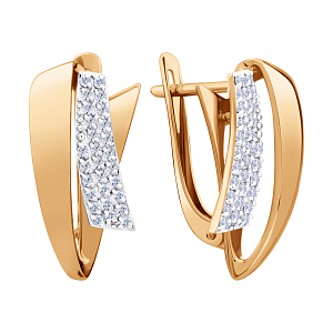 Серьги из красного золота с фианитами