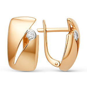 Серьги из красного золота с фианитами