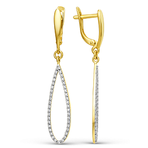 Серьги из желтого золота с фианитами