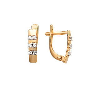 Серьги из красного золота с фианитами