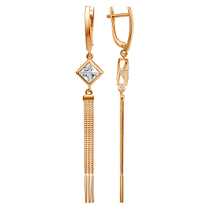 Серьги из красного золота с фианитами