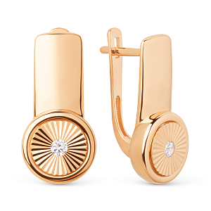 Серьги из красного золота с фианитами