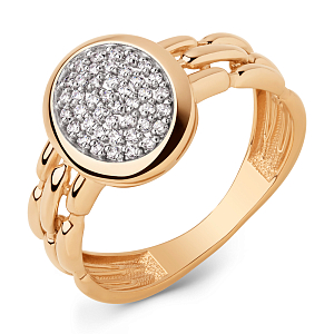 Кольцо из красного золота с фианитами