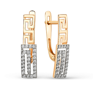 Серьги из красного золота с фианитами