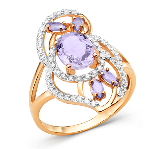 Кольцо из красного золота с аметистами