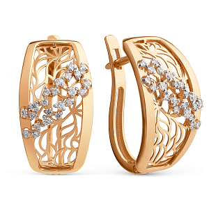 Серьги из красного золота с фианитами