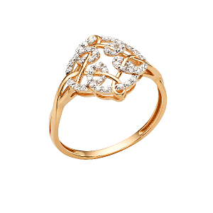 Кольцо из красного золота с фианитами