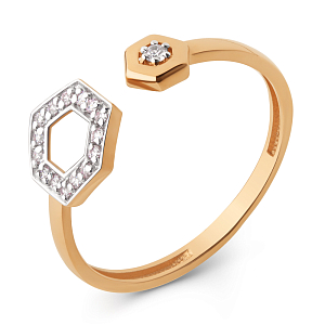 Кольцо из красного золота с фианитами