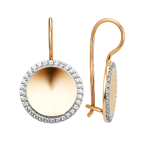 Серьги из красного золота с фианитами