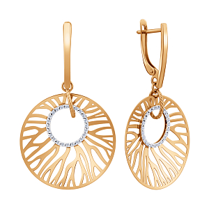 Серьги из красного золота с фианитами