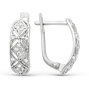 Серьги из белого золота с фианитами