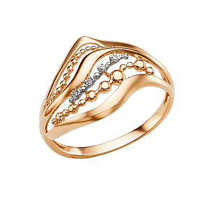 Кольцо из красного золота с фианитами