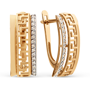 Серьги из красного золота с фианитами