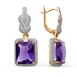 Серьги из красного золота с аметистами