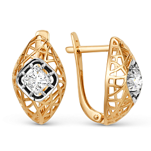 Серьги из красного золота с фианитами