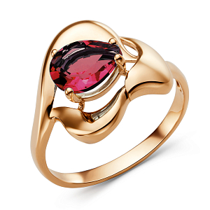 Кольцо из красного золота с гранатом