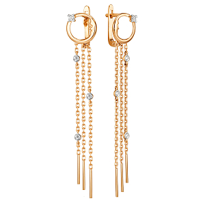 Серьги из красного золота с фианитами