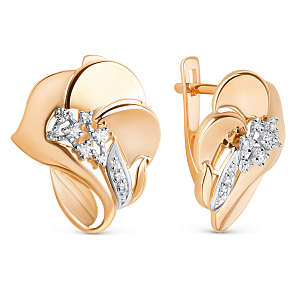 Серьги из красного золота с фианитами