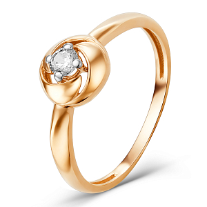 Кольцо из красного золота с фианитом