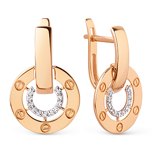 Серьги из красного золота с фианитами