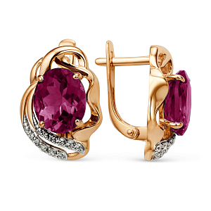 Серьги из красного золота с гранатами