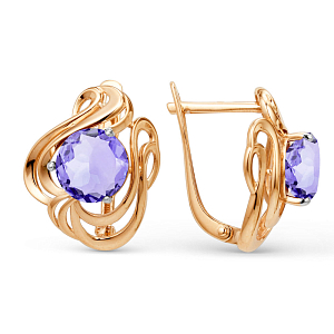 Серьги из красного золота с аметистами