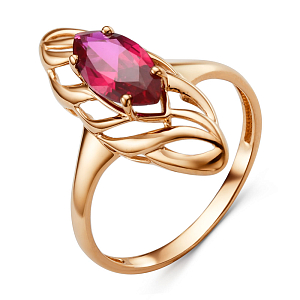 Кольцо из красного золота с корундом