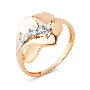 Кольцо из красного золота с фианитами