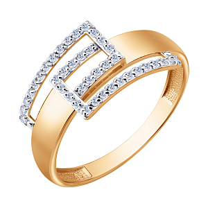 Кольцо из красного золота с фианитами