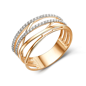 Кольцо из красного золота с фианитами