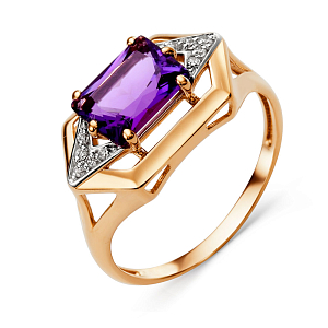 Кольцо из красного золота с аметистом
