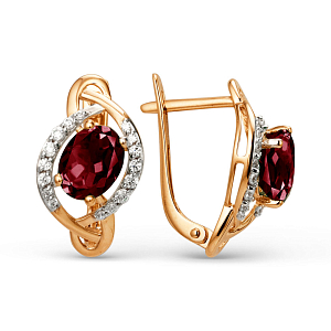 Серьги из красного золота с гранатами