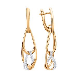 Серьги из красного золота с фианитами