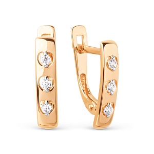 Серьги из красного золота с фианитами