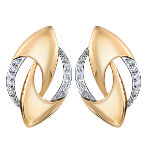 Серьги из красного золота с фианитами