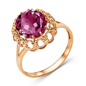 Кольцо из красного золота с корундом