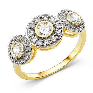 Кольцо из желтого золота с фианитами