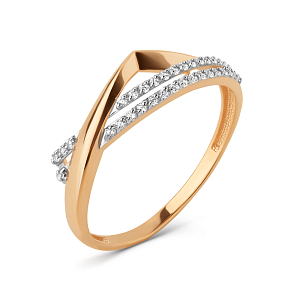 Кольцо из красного золота с фианитами