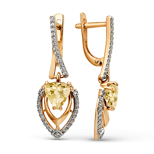 Серьги из красного золота с цитринами