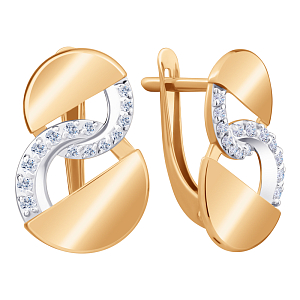 Серьги из красного золота с фианитами