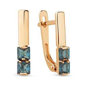 Серьги из красного золота с лондон топазами