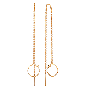 Серьги продевки из красного золота