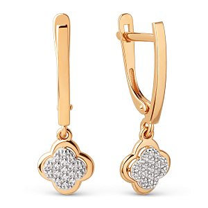 Серьги из красного золота с фианитами